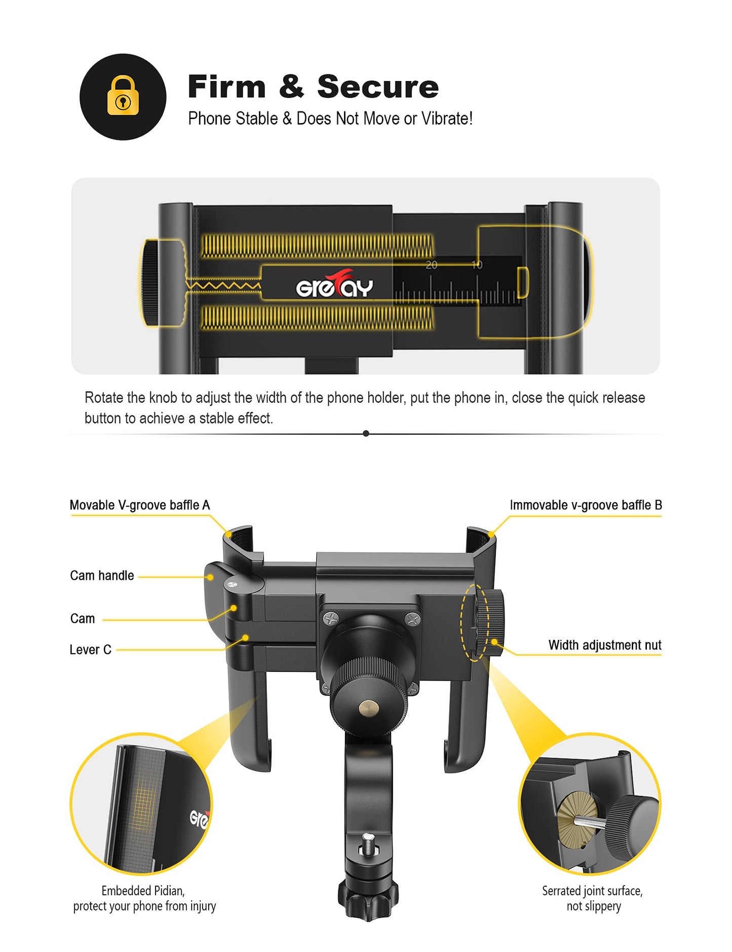 Universal Handyhalterung für Fahrrad & Motorrad, Schnellverschluss, 360° Drehbar, Passend für 3,5–7 Zoll Smartphones, Ideal für Rennrad, MTB & Scooter