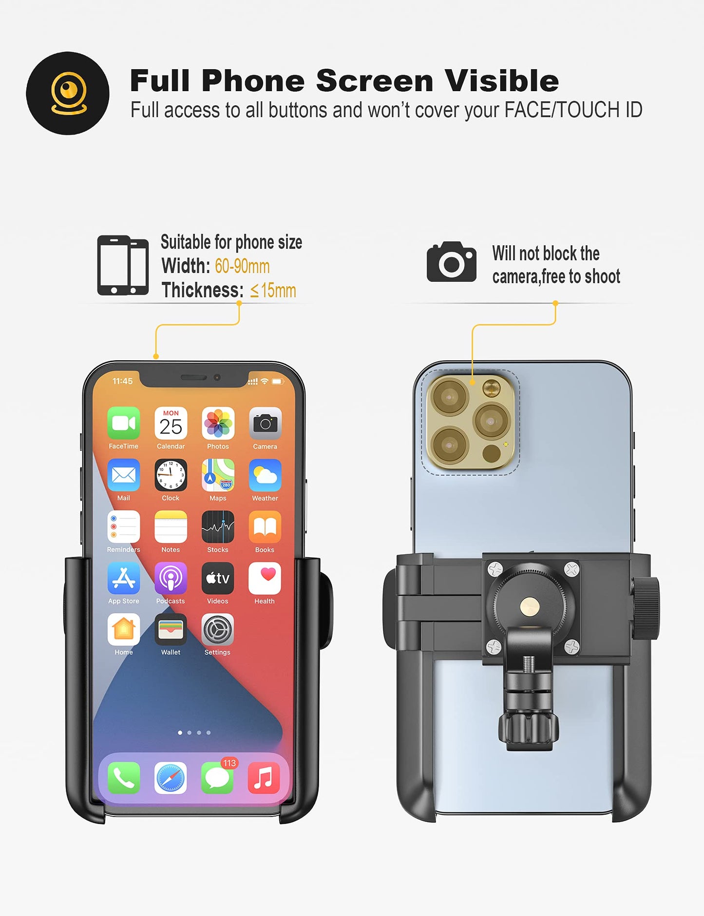 Universal Handyhalterung für Fahrrad & Motorrad, Schnellverschluss, 360° Drehbar, Passend für 3,5–7 Zoll Smartphones, Ideal für Rennrad, MTB & Scooter