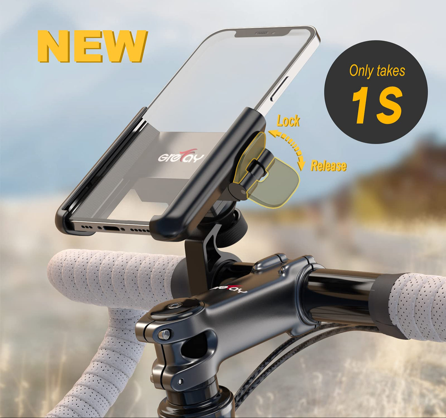 Universal Handyhalterung für Fahrrad & Motorrad, Schnellverschluss, 360° Drehbar, Passend für 3,5–7 Zoll Smartphones, Ideal für Rennrad, MTB & Scooter